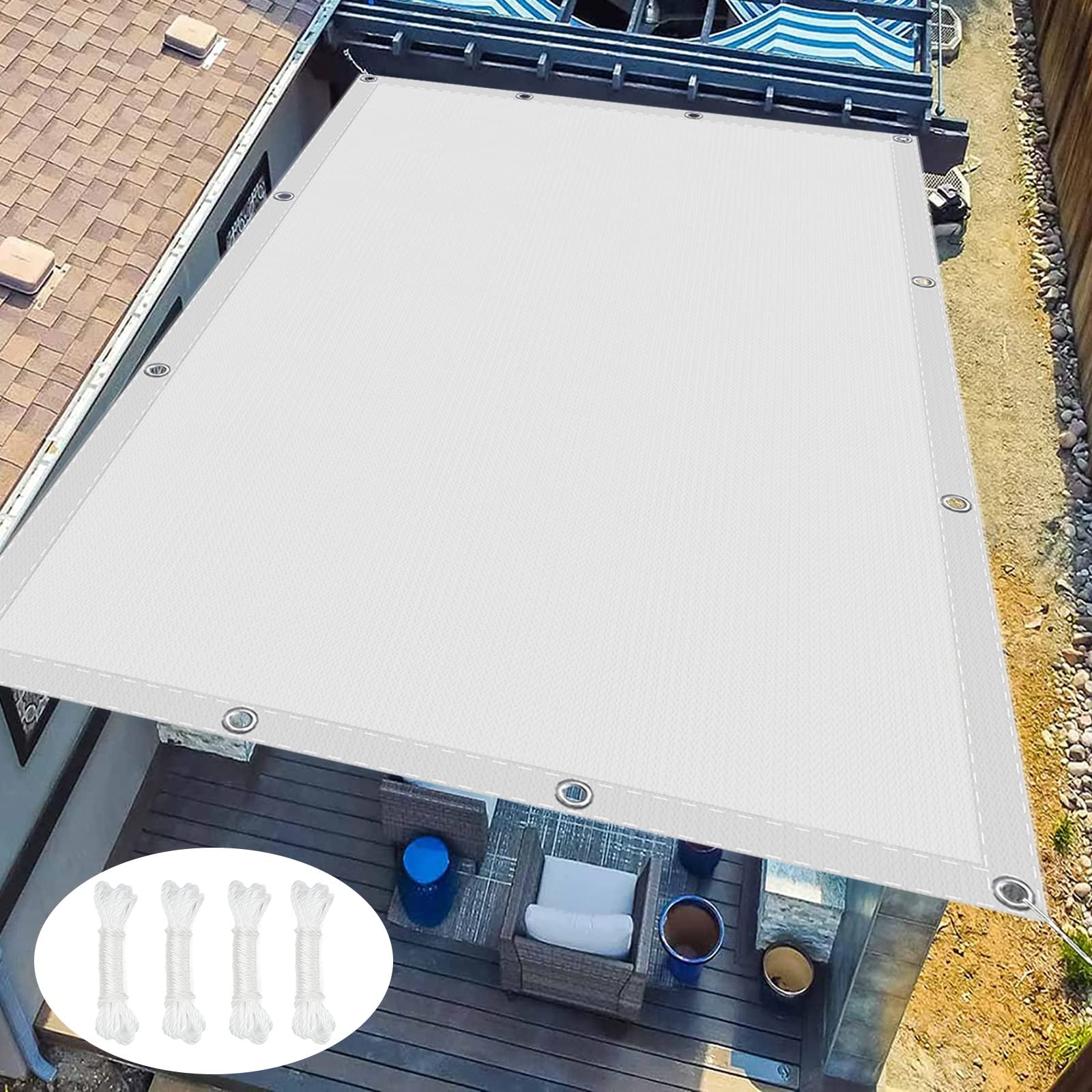 Voile d'ombrage imperméable 3x4,5 m blanche pour protection extérieure de jardin
