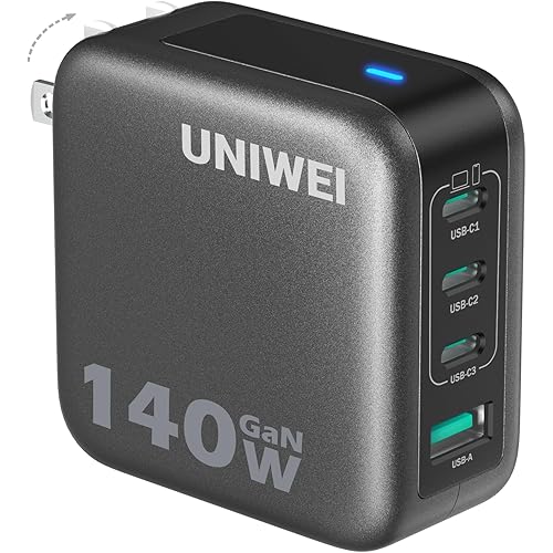 Laptop Charger, 140W MAX USB C Charger, 4-Port Multi-Device Fast Charging, Advanced GaN Power Adapter, for MacBook, iPhone 17/16 Series, Samsung Galaxy, Pixel, and More
