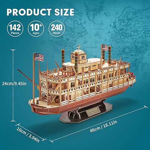 Vista 6 de CubicFun Rompecabezas de buques 3D, modelos de barcos, juguetes de espuma, kits de construcción de regalo para adultos y niños, barco de vapor