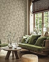 Vista 2 de NextWall Harry & Grace Thornton Vintage Damask Peel and Stick Wallpaper (Latte)