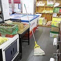 Vista 5 de OFO - Trapeador húmedo de cuerda con extremo de bucle, trapeador de polvo industrial comercial resistente, poste de acero inoxidable de 67 pulgadas