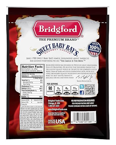 Vista 17 de Bridgford Sweet Baby Ray's Beef Jerky Teriyaki dulce de 3.25 onzas, paquete de 2 – Snacks ricos en proteínas para dietas bajas en carbohidratos