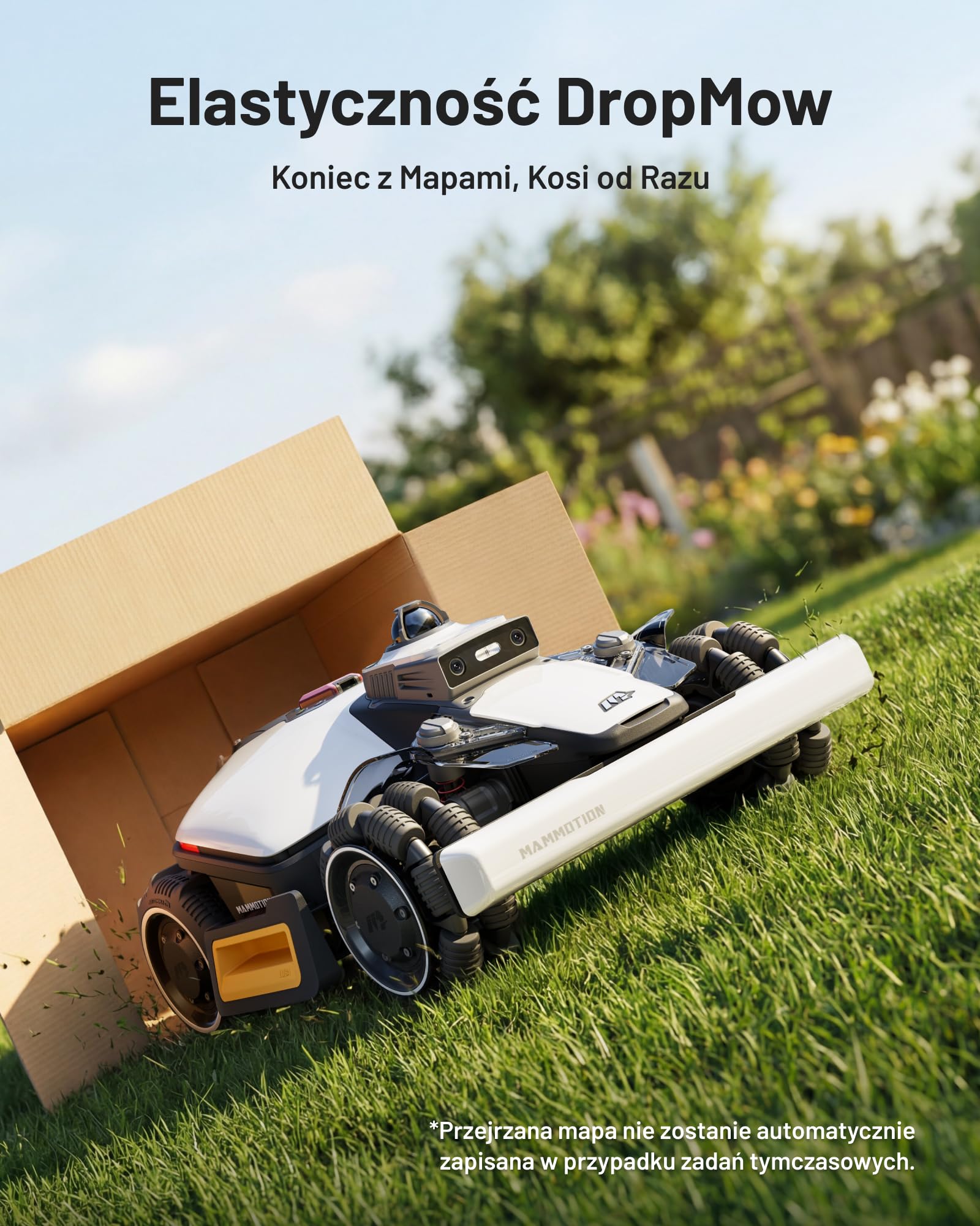 MAMMOTION LUBA mini 2 AWD 1500 Robot Koszący bez Przewodu Obwodowego, z Systemem LiDAR 360° i Podwójną Kamerą AI Vision, Podwójnymi Tarczami Tnącymi z Auto Regulacją Wysokości