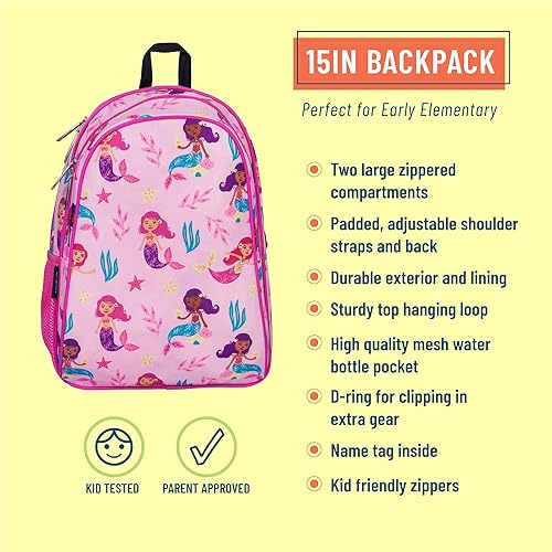 Miniatura 2 de Wildkin Mochila infantil de 15 pulgadas para niños y niñas, perfecta para primaria primaria, mochila para niños con espalda acolchada y correa