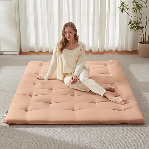 Miniatura 2 de Colchón de futón japonés tamaño individual de 39 x 80 pulgadas, colchón de cama plegable, tapete portátil para tatami, cojín de futón plegable,