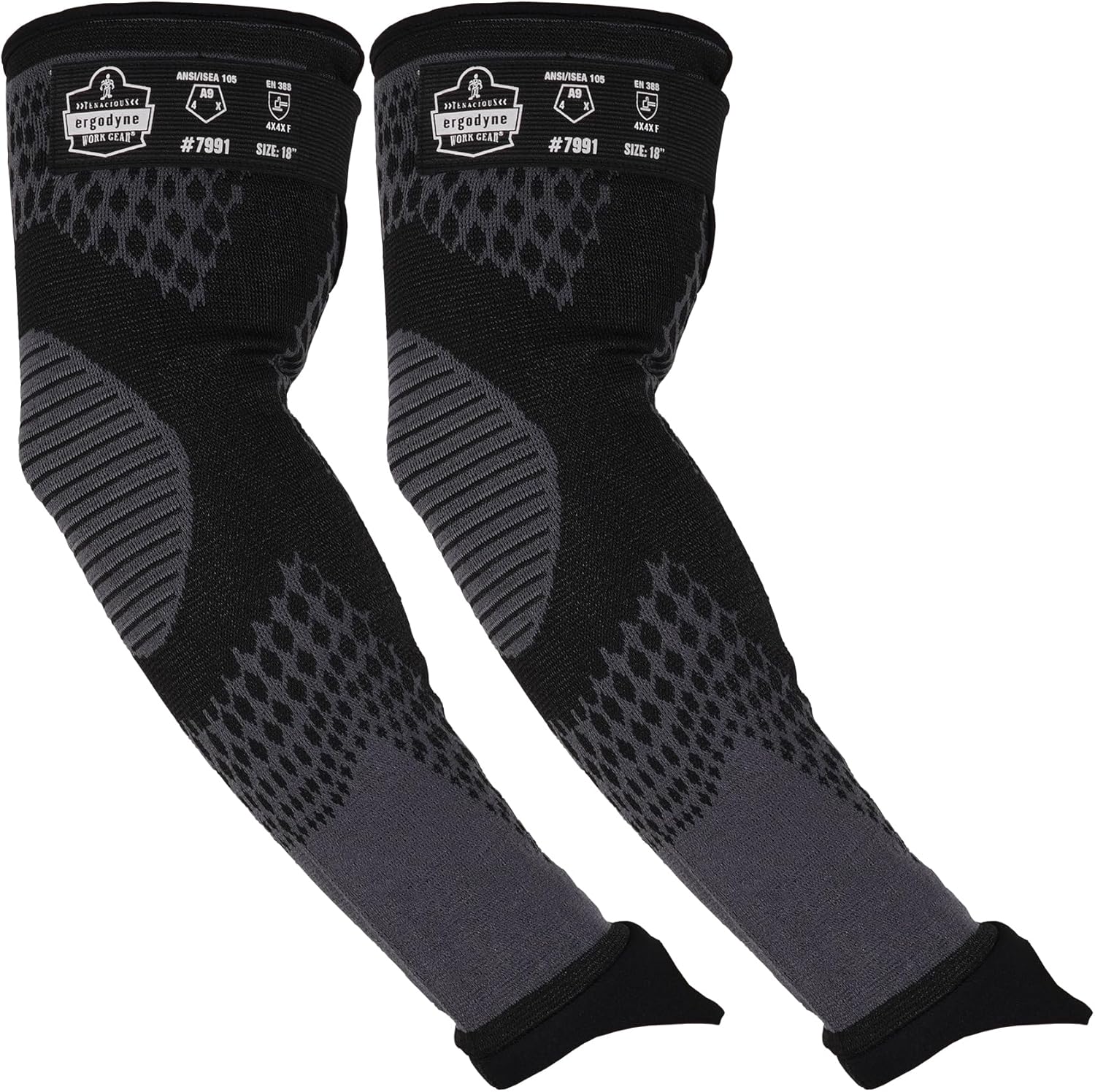 Ergodyne ProFlex 7991 Protective Arm Sleeves with Thumb Loop, Cut Resistant ANSI/ISEA 105-2016 A9, Tungsten Fiber