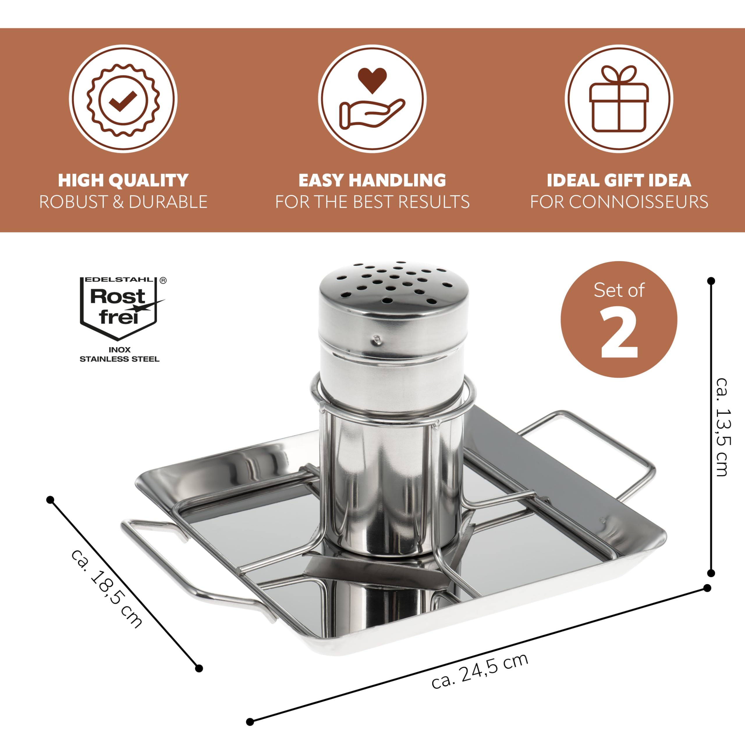 bremermann Teglia per pollo, con contenitore per aromi, in acciaio inox, circa 24,5 x 18,5 cm, per pollo e pollo (2)