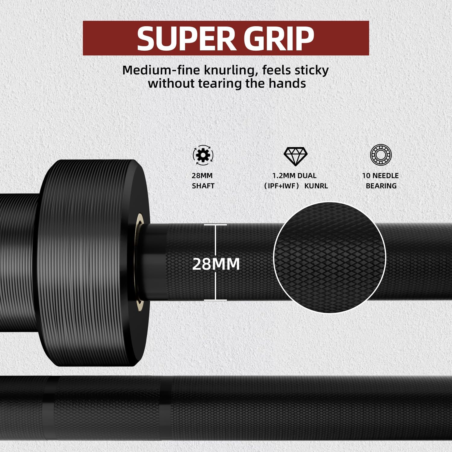 Olympic Barbell 7ft, Barbell for Weightlifting and Powerlifting 45lb, Olympic Bar for 1500lbs Capacity, Weight Bar Fit 2” Standard Weights