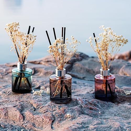 Miniatura 6 de Brakula Paquete de 3 difusores de varillas difusoras de aceite, lino fresco, jazmín blanco, vainilla lavanda (4 onzas líquidas cada paquete),