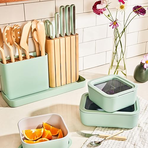 Miniatura 6 de Caraway Juego de utensilios de cocina de 14 piezas, juego de cuchillos de cocina y utensilios de madera, fabricado con cuchillas de acero alemán de