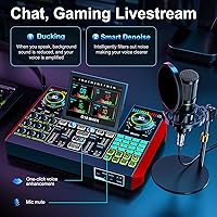 Vista 3 de Conjunto de micrófono de podcast con tarjeta de sonido en vivo y mezclador de audio, equipo de podcast con micrófono BM800 de 3.5mm para PC/YouTube