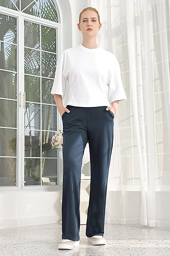 Miniatura 4 de Bamans Pantalones de vestir para mujer, corte de bota, leggings acampanados de cintura alta, pantalones de trabajo, negocios, oficina, pantalones