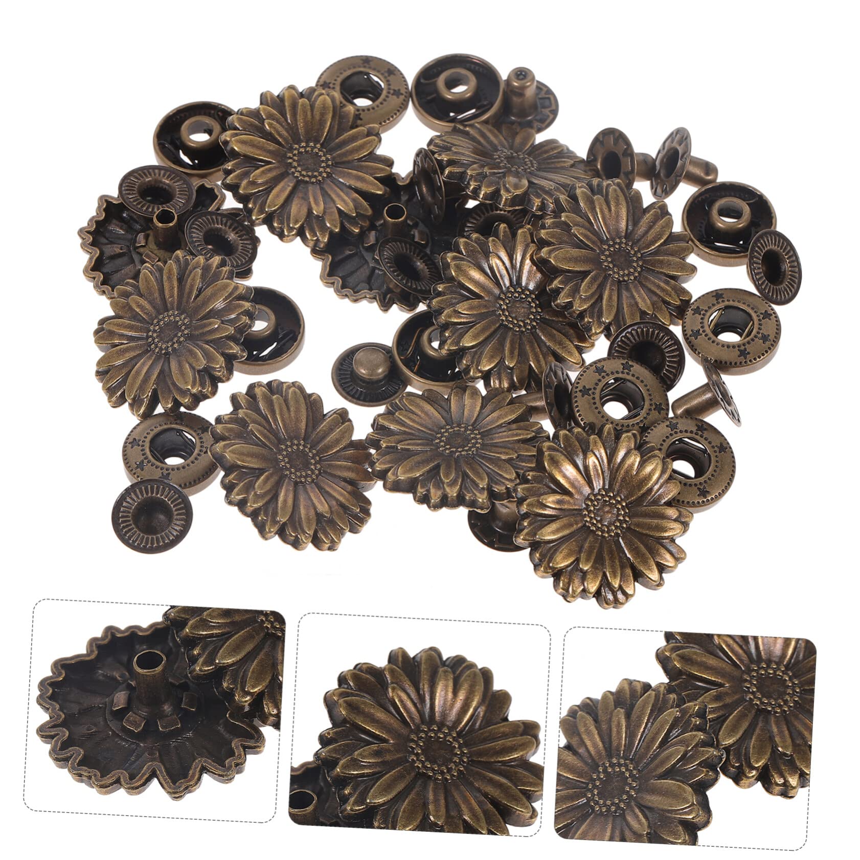 botones, botones de ropa, 10 juegos de herramientas de remache, cierre de billetera, broche a presión, broches de botón for ropa, broche for cuero, conjunto de hebilla de margarita retro, traje a pres