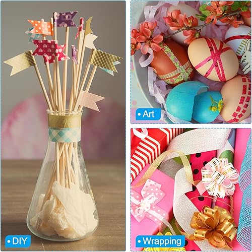 Miniatura 6 de PATIKIL Cinta holográfica Washi de 0.59 pulgadas x 10.93 yardas, 1 rollo de calcomanías autoadhesivas con patrón de rayas para decoración de