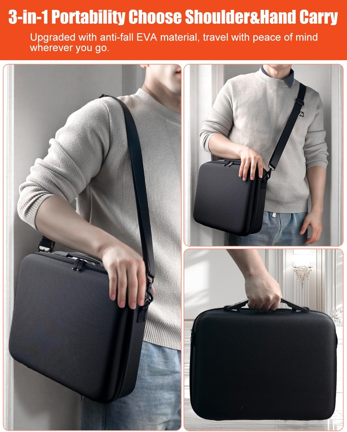Carrying Case for Canon PIXMA TR160, TR150, Epson Workforce WF-110, WF-100 Portable Printer, Hard Shell Shockproof Travel Shoulder Bag with Adjustable Divider & 3-Layer Storage Universal Use