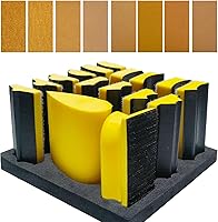 Tonmp 56-Piece Hand Sanding Block Set: 16 Contoured Foam Blocks + 40 Hook & Loop Sandpaper Sheets for Woodworking, Auto Paint, Crafts