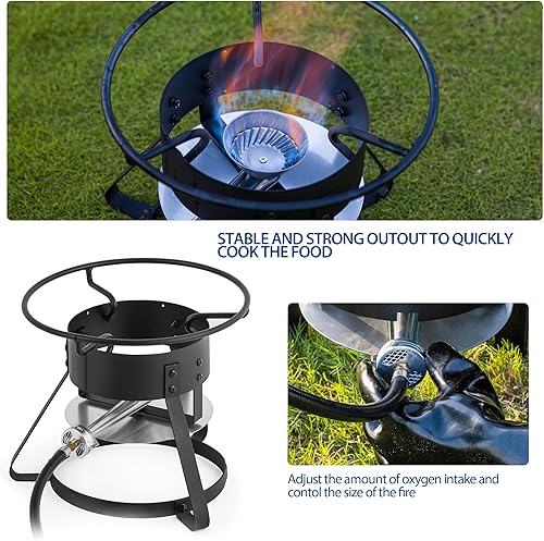 Miniatura 3 de OuterMust Freidora de 10 litros con cesta XL con termómetro, Falme ajustable, perfecta para freír pollo, papas fritas, anillos de cebolla para uso