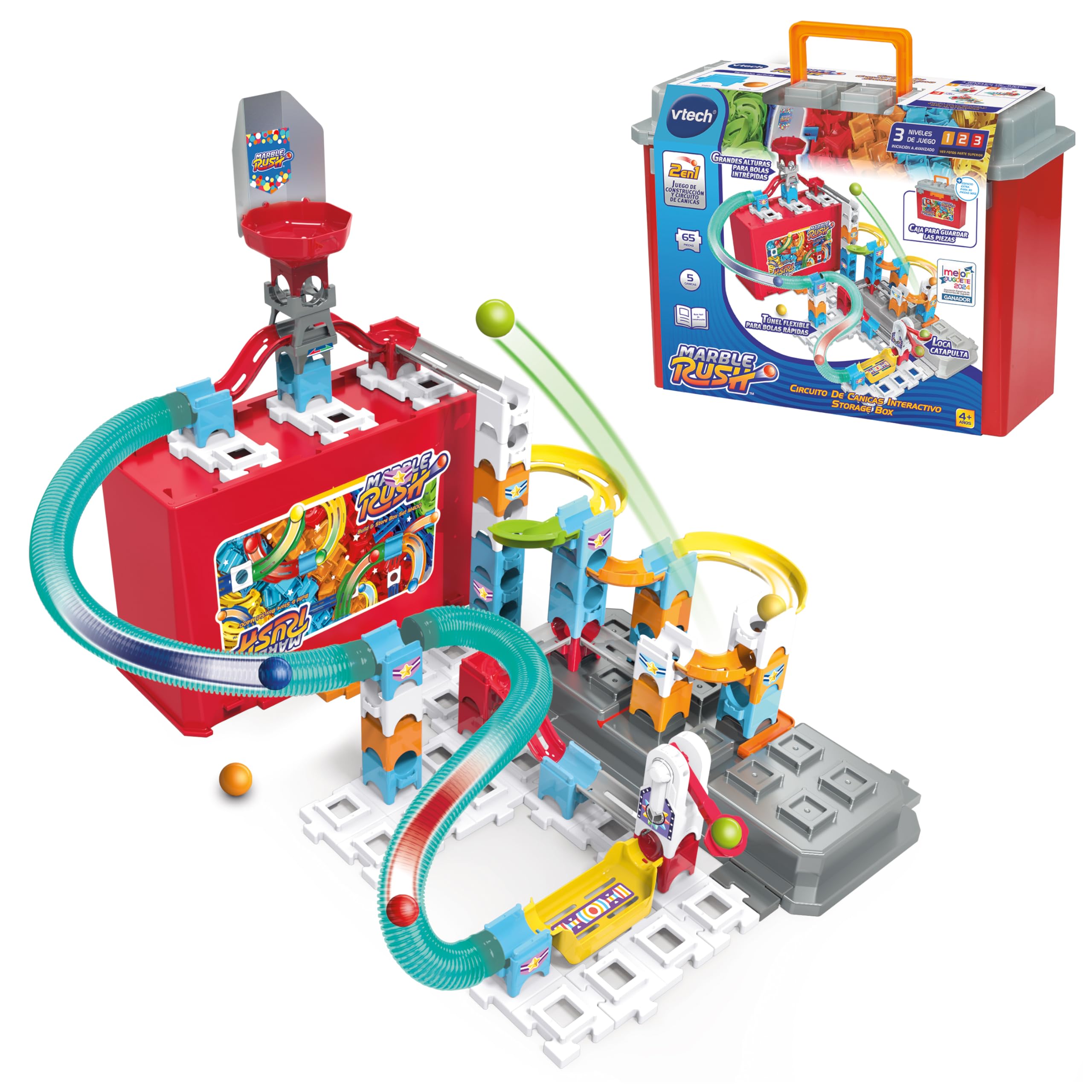 VTech - Marble Rush Storage Box, Build & Store, Transport Case Part of the Circuit, Construction Toy, Gift for children +4 years, ESP Version