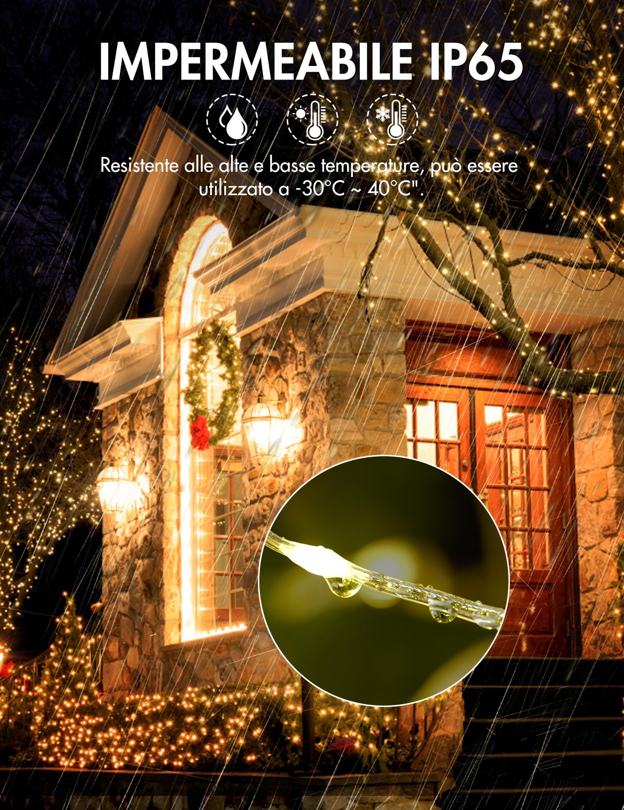 BESCOST Catena Luminosa Esterno 50 Metri 500 Led con Telecomando Luci Natale Esterno Stringa Luci Impermeabile IP44 Lucine Led Decorative 8 Modalità Luci Esterni per Albero Natale Giardino Festa