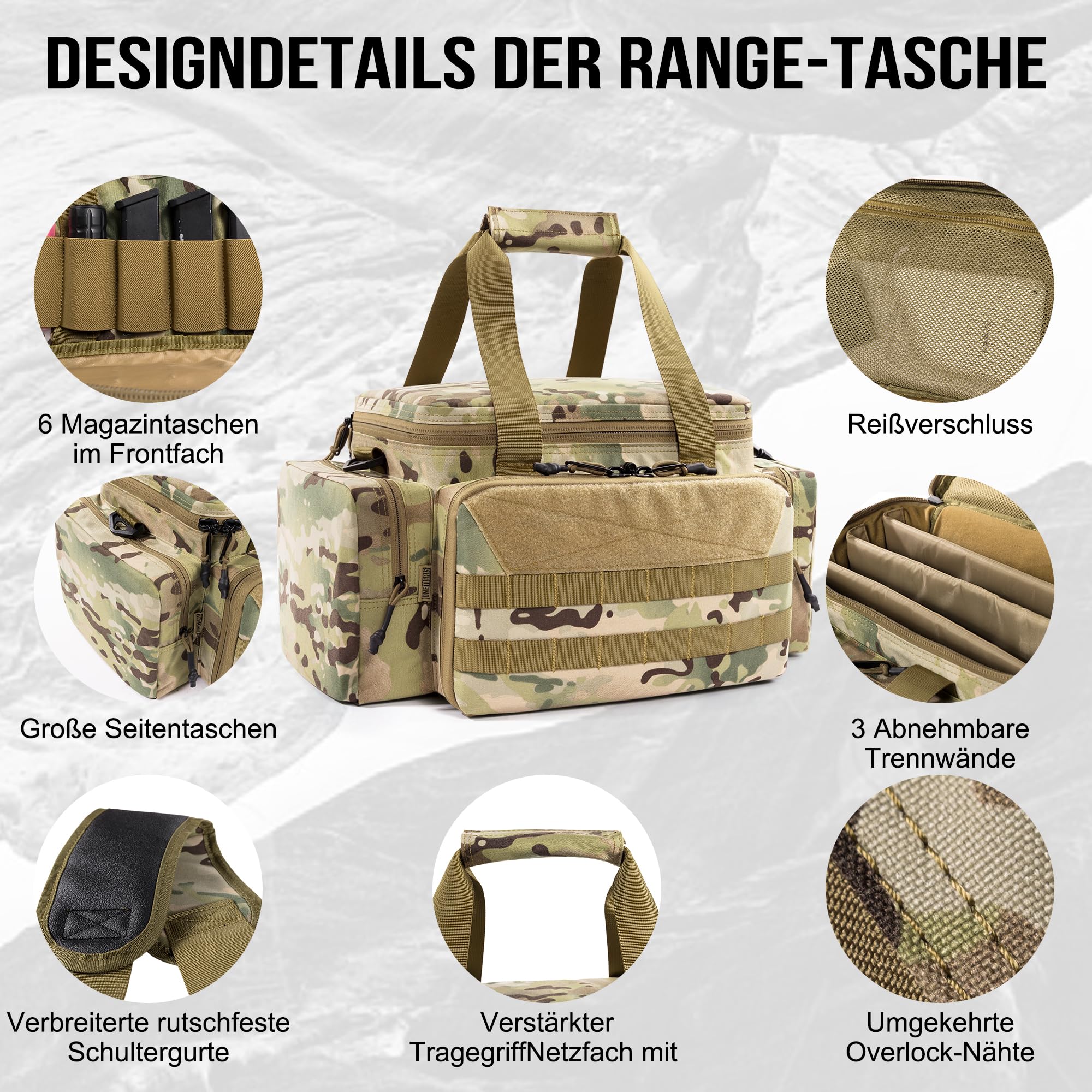 OneTigris Range Bag, Einsatztasche Polizei Tasche Taktisch Waffentasche für Jagd Schießstand Angeln Wandern Outdoor