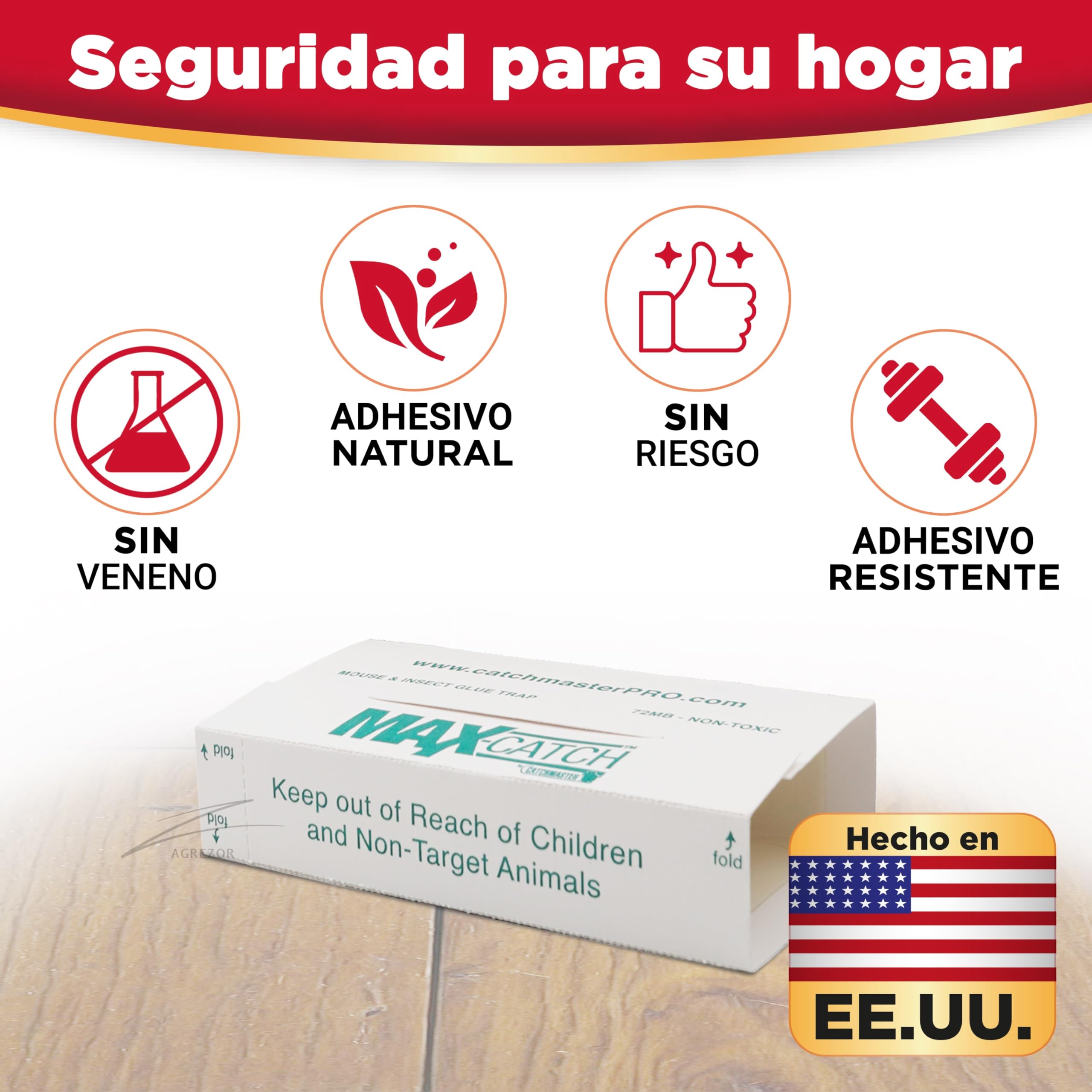 Catchmaster 72MAX 9X Trampas para Ratones Adhesiva | Sin Veneno | Trampas efectivas para Ratones Pegamento | Fácil de Usar | Atrapa para Uso en Interiores