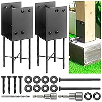 Vista 7 de 4"x4" (Real 3.5"x3.5") Soporte de poste en U de acero inoxidable, anclaje de poste para hormigón húmedo, soporte de base de poste resistente