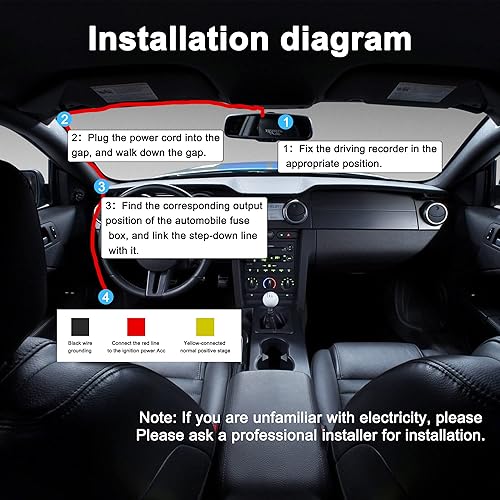 Miniatura 5 de MEIRIYFA Kit de cable duro para cámara de salpicadero kit de cámara de control USB tipo C cable reductor cable de alimentación de 12 V-24 V a CC 5 V