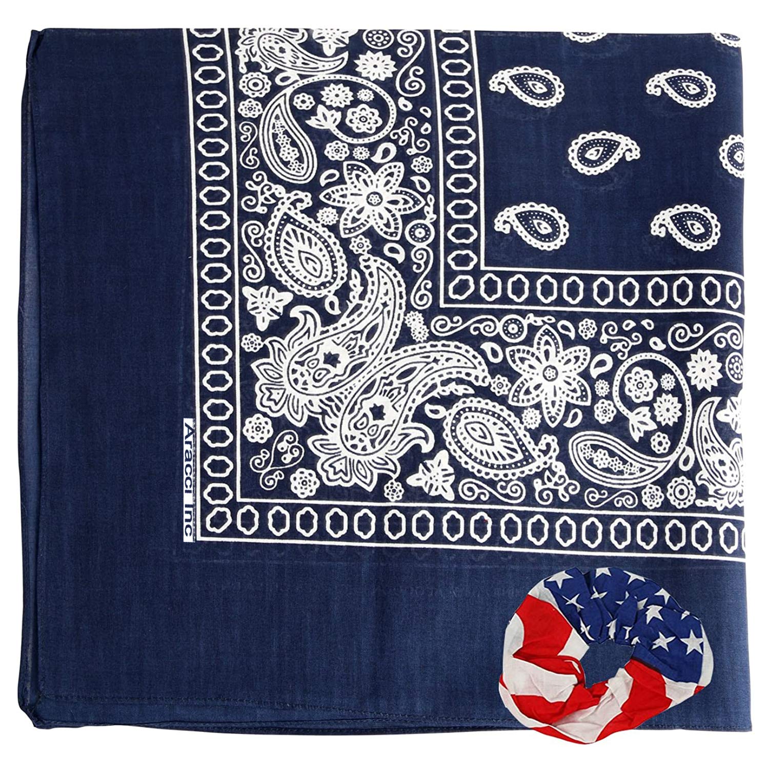 Large Bandanas 27 x 27 | Versatile Biker Rags | Classic Paisley Bandana Pattern, Navy