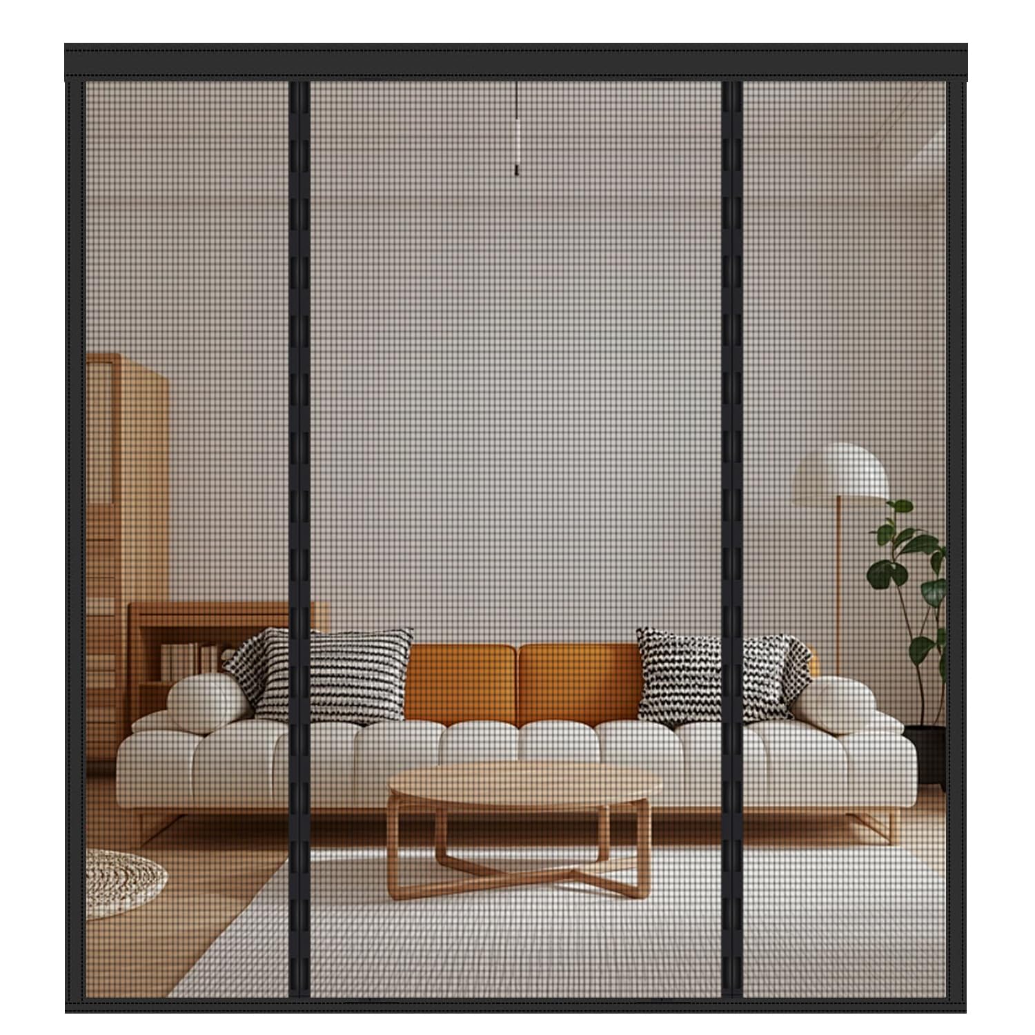Fly Screens for Doors, 180x270cm Double Door Screen Curtain for Sliding Door with Powerful Magnets and Full Frame Magic Tape, Easy to Install Door Fly Screen Curtain, Keep Fly Bug Out, Black — image 1