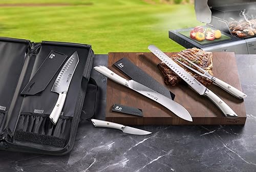 Miniatura 4 de Cangshan Elbert Series - Juego de cuchillos de barbacoa de acero alemán forjado de 6 piezas, color blanco