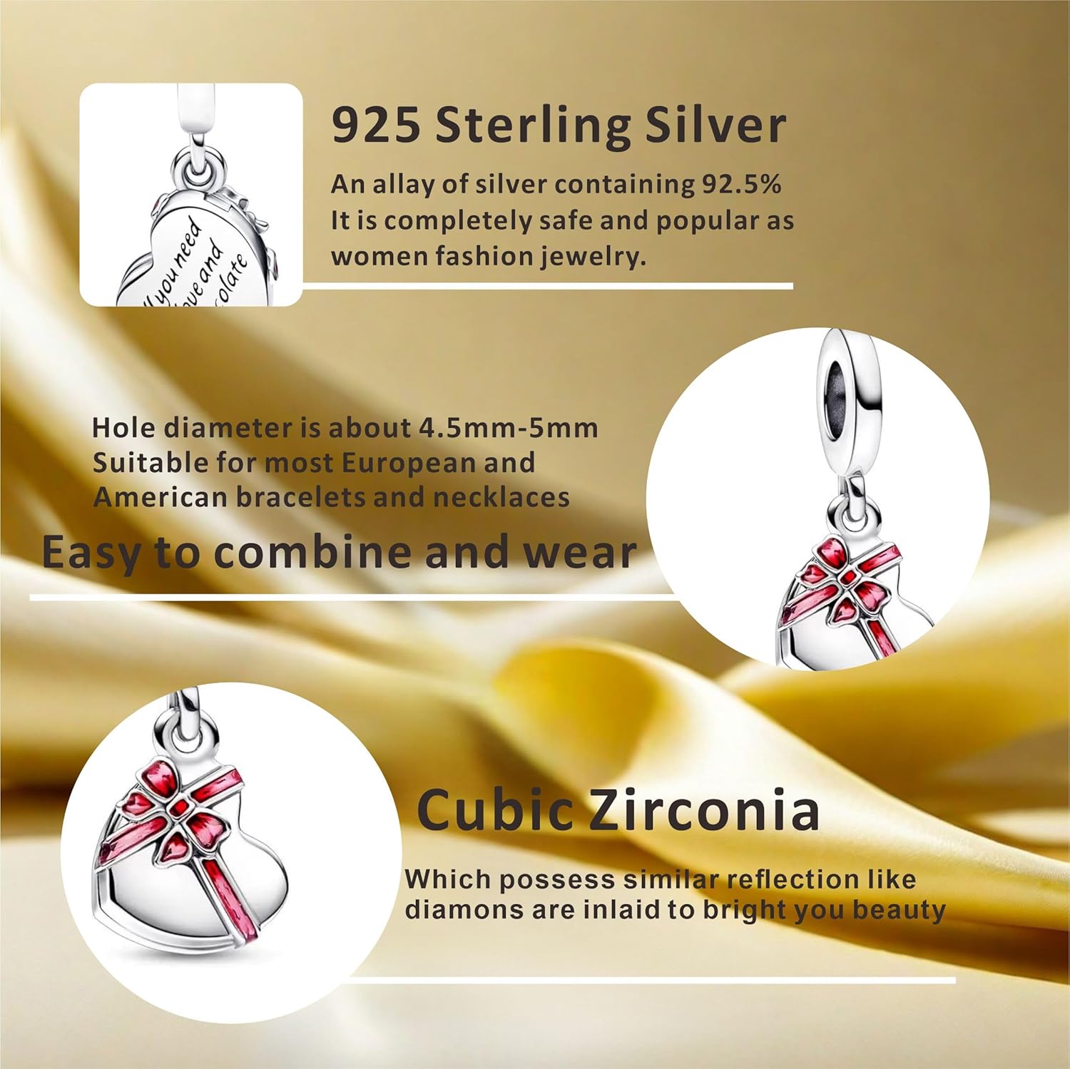 Charms Bead for Bracelets and Necklaces 925 Sterling Silver Women's Jewelry - Image 3