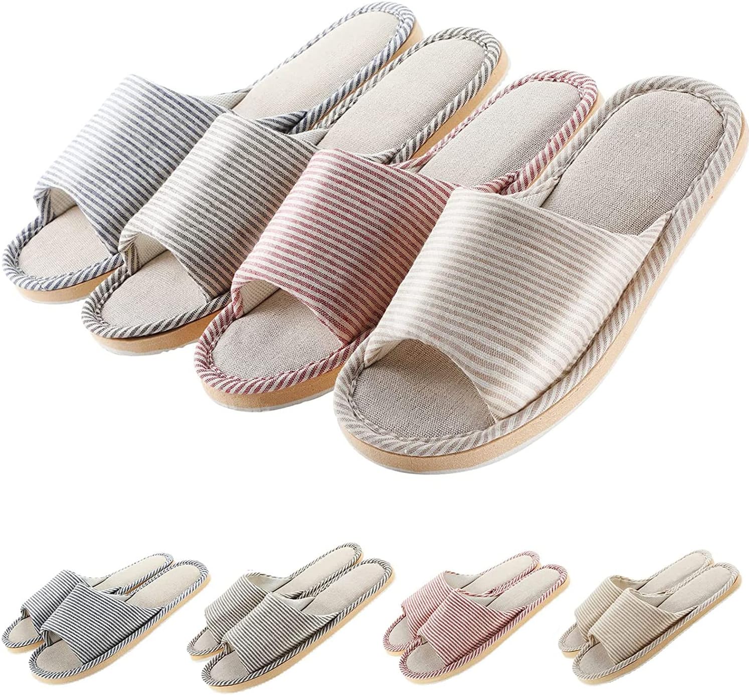 4 Pairs Disposable House Slipper for Guests Open Toe Breathable