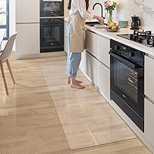 Kitchen Mat【Just Wipe】Transparent 23.6 x 94.5 inches (60 x 240 cm) Thin 0.04 inches (1mm) Antibacterial, Mold Proof, Deodorant SGS Certified, Non-Slip, Heat Resistant, Floor Heating Compatible