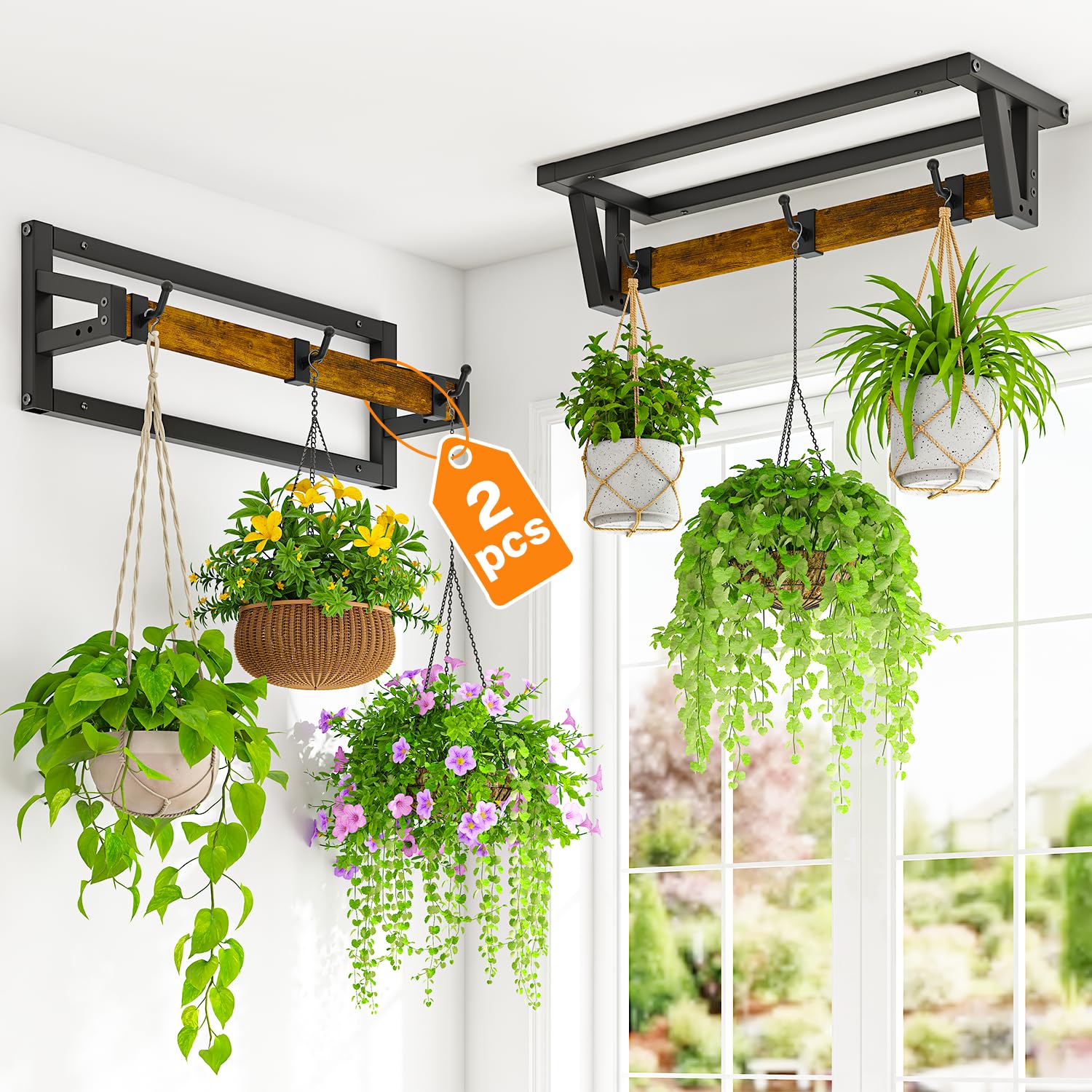 Amazon.com : LASZOLA 2 Pcs Plant Hanger Indoor with 6 Heavy Duty