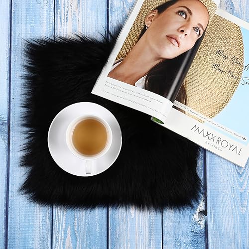 Molain Alfombra esponjosa de piel sintética de 98in soporte para sesión de fotos de bebé mini alfombras cuadradas para dormitorio sala de estar