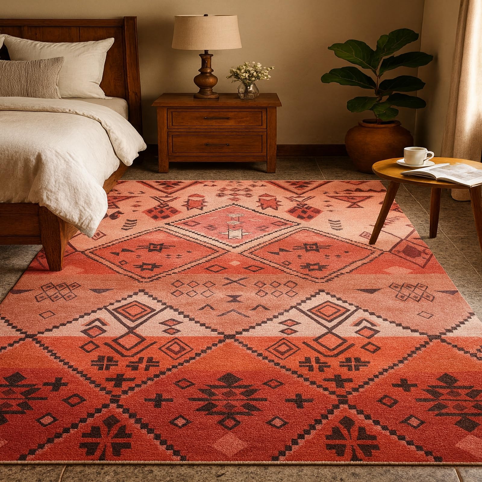Tapis de décoration geometric vintage 80x120cm pour cuisine et buanderie
