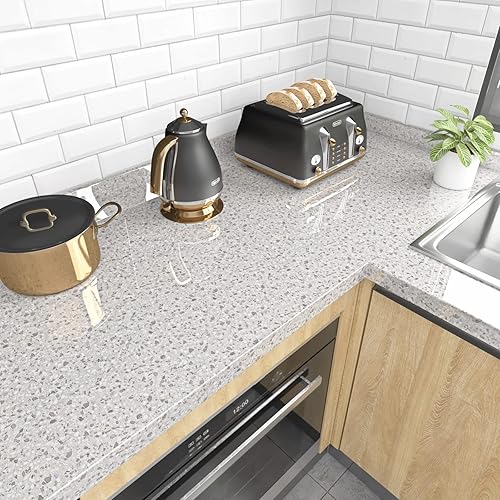 Miniatura 2 de FunStick Papel adhesivo de granito de 36" x 200" para encimeras de cocina, papel de contacto para pelar y pegar, papel pintado impermeable de