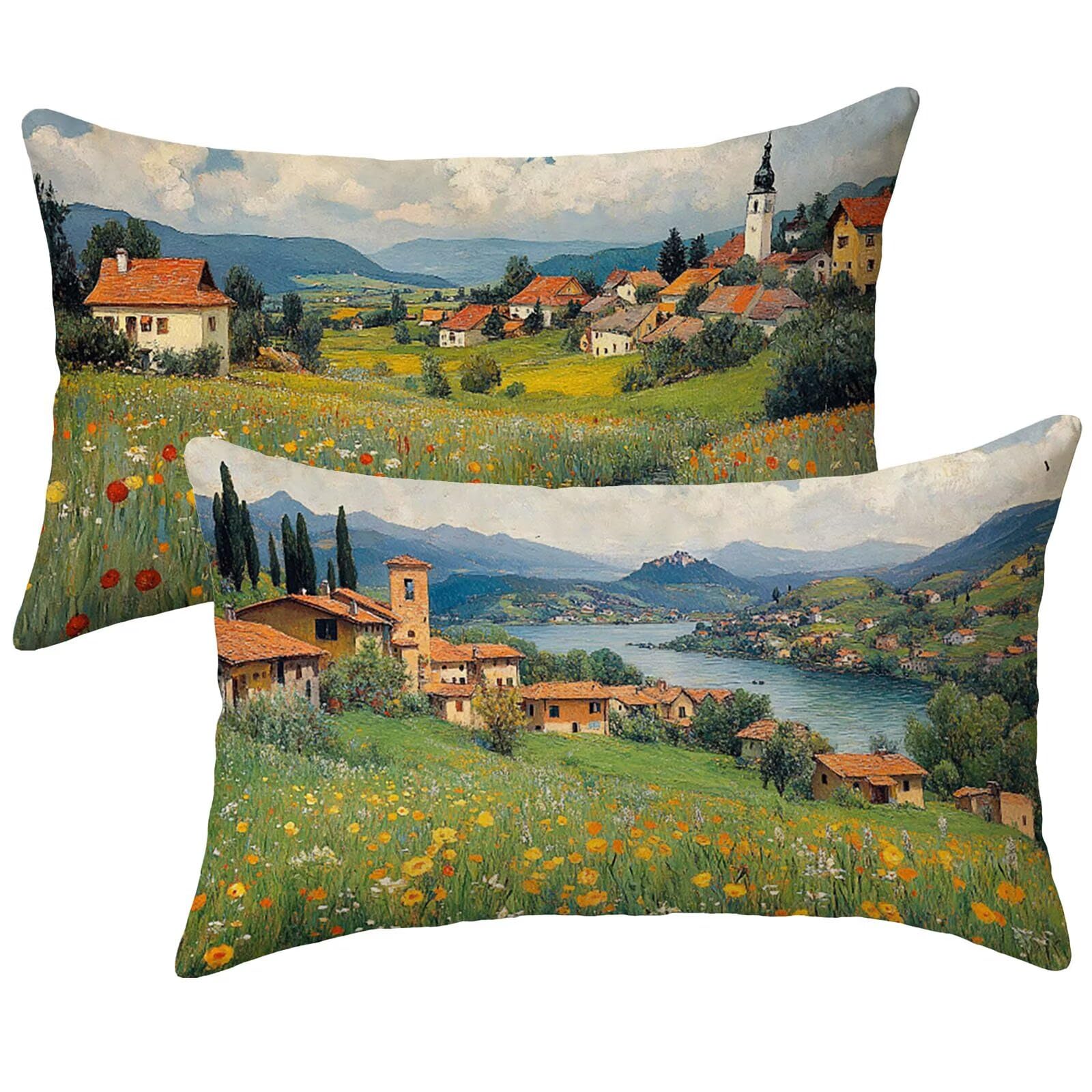 Coussin exterieur impermeable 40x80 en velours fleuri pour canape