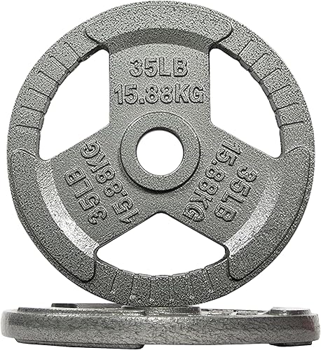 Miniatura 9 de Fitvids 2 Inch Olympic Barbell Weight Plates, 2.5 LB to 45 LB Plates for Home Gym Strength Training, Triple-handle Design