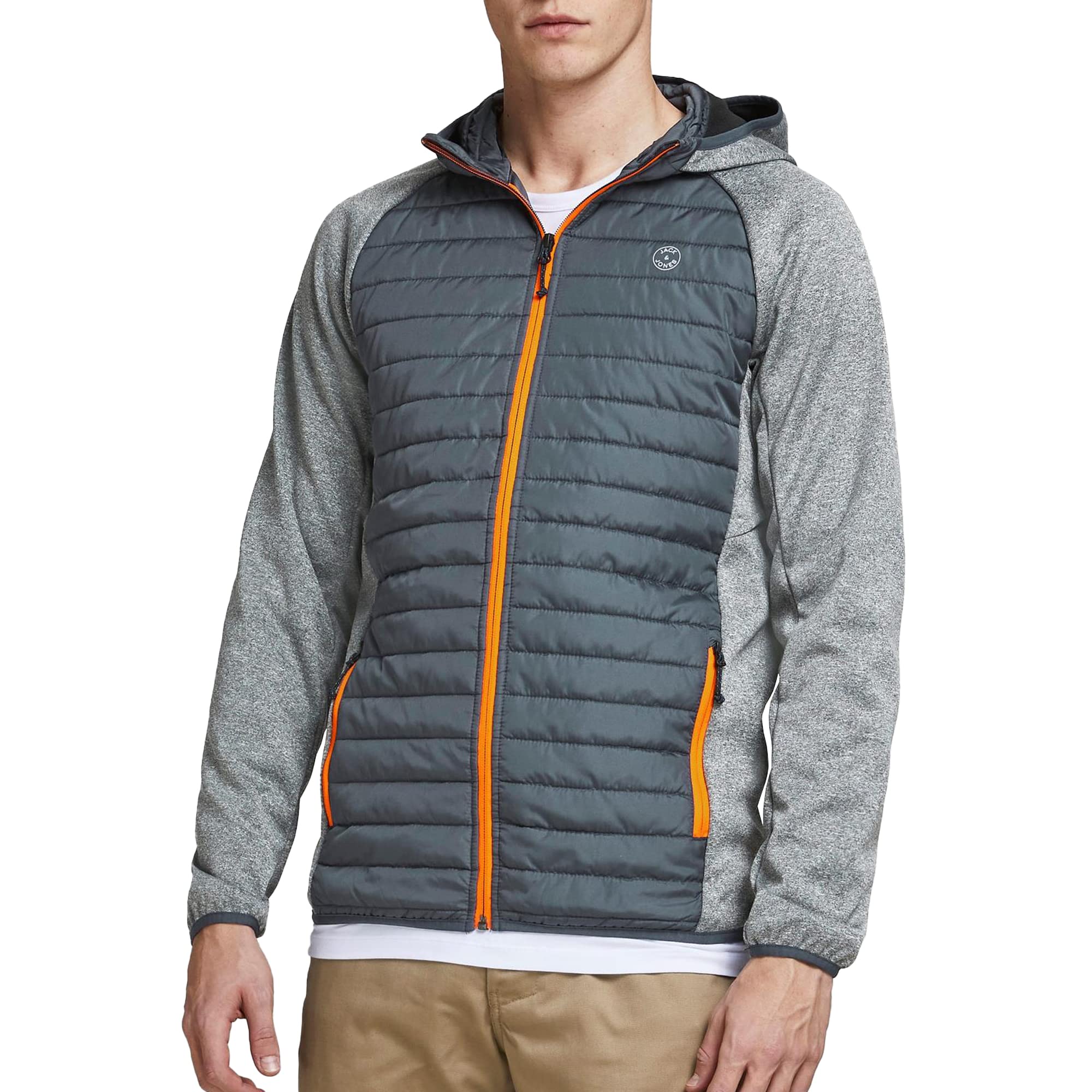 JACK & JONES Mens Quilted Jacket Grey Melange L