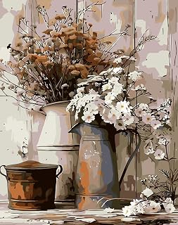 Easy Paint by Numbers Kit for Adults Beginner, Flowers Adult Paint by Number Kits on Canvas, DIY Painting with Numbers for Adults, Acrylic Simple Oil Paints by Number Kits for Home Wall Decor 16x20 In