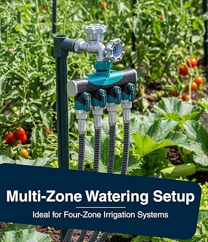 Miniatura 9 de Divisor de manguera de 4 vías (durabilidad superior), conector de mangueras de jardín premium, válvula de agua resistente de 4 vías para grifo de