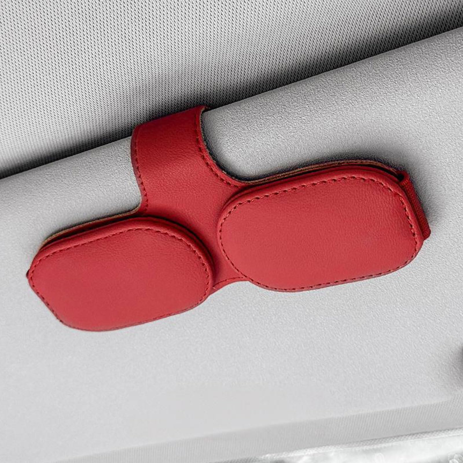 CGDXG Sunglasses Holder Clip for Porsche 718 911 991 992 996 997 Boxster Cayman Carrera Taycan,Magnetic Leather Sunglasses Holder Sun Glasses Mount Clip on Visors Car Organizer Accessories,C