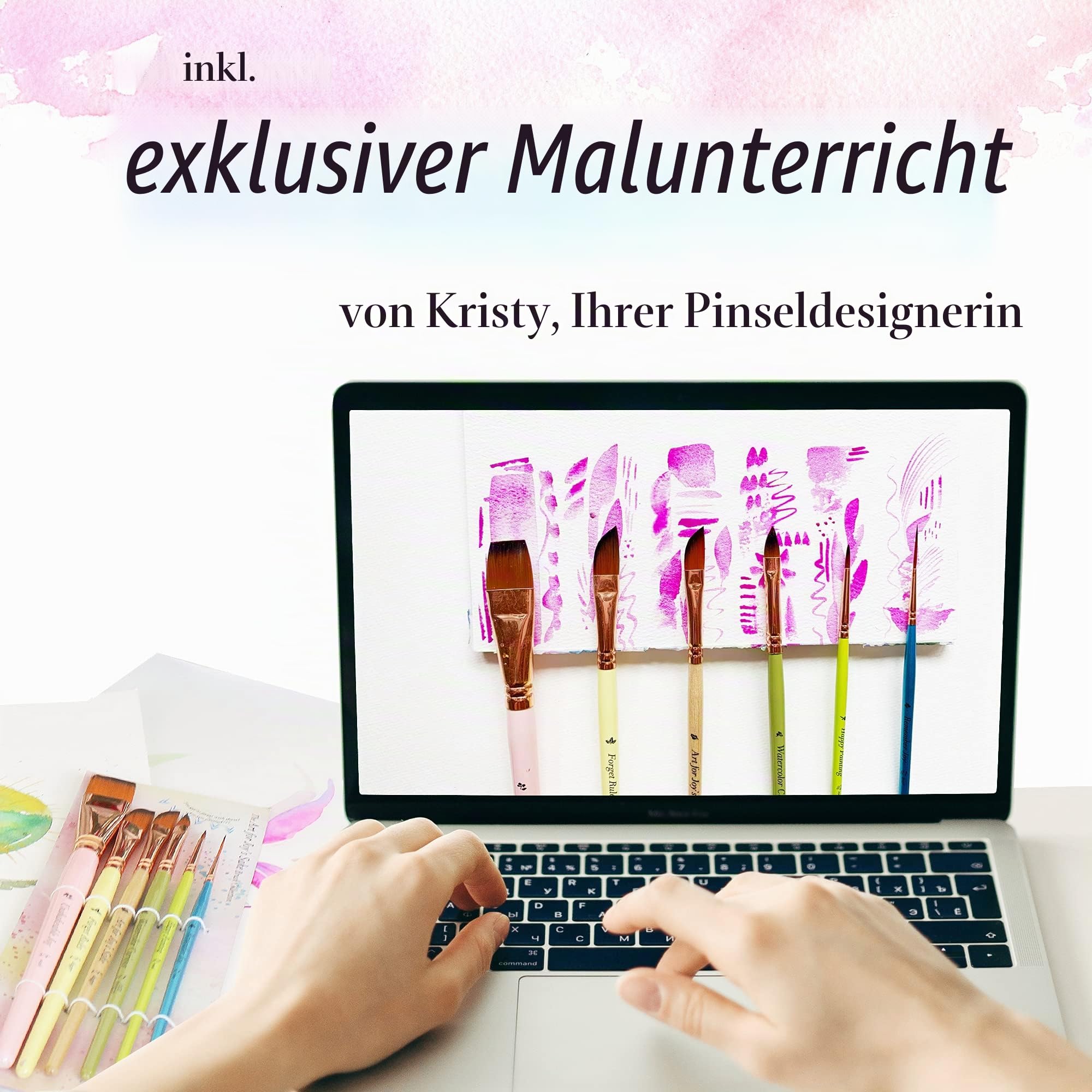 Reise-Aquarellpinsel für Künstler + Tasche, Set mit 6 Aquarellpinseln für Anfänger und Profis, Wasserfarbenpinsel, sortierte Pinsel mit Aquarell-Detail-Pinsel und Aquarell-Pinsel-Dagger