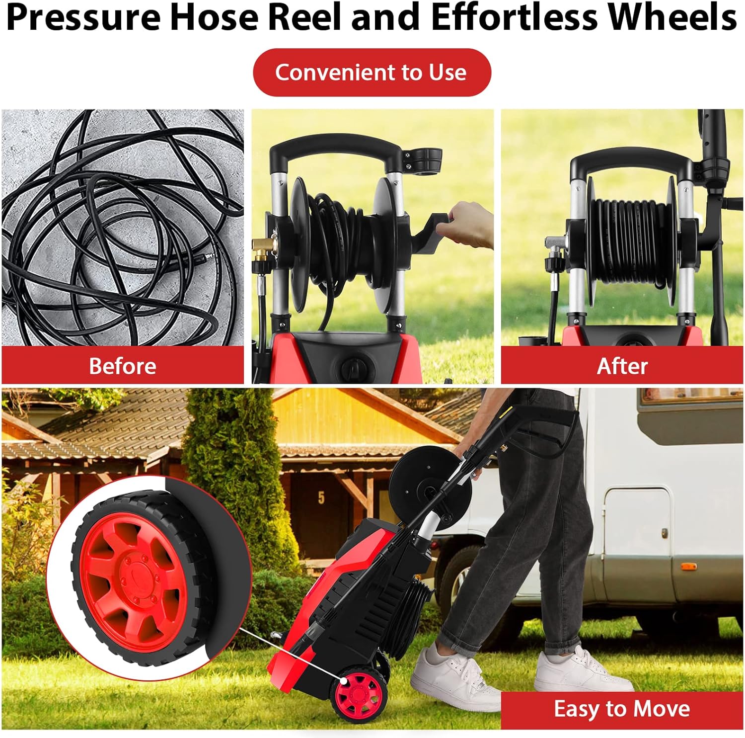 Pressure Washer TEANDE Electric Pressure Washer 1800W High Power Washer with Detergent Tank Adjustable Nozzle Suitable for Cars/Garden/Patios/Driveways : Patio, Lawn & Garden