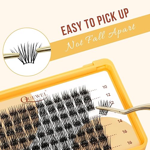 Miniatura 3 de QUEWEL Mezcla de racimos de pestañas de 0.35 a 0.63 pulgadas, suaves y ligeras, con poca sensación, adecuadas para extensiones completas de pestañas