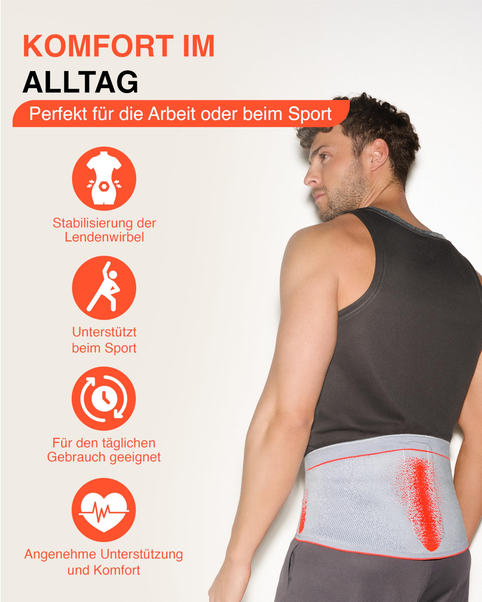 SPORLASTIC – VERTEBRADYN SUPREME SENSO Lendenwirbelstütze gerade – Orthopäd. Rückenbandage mit AIR-MATRIX Silikonpelotte zur Unterstützung der Lendenwirbel – LWS-Orthese – Orangeblue Größe S