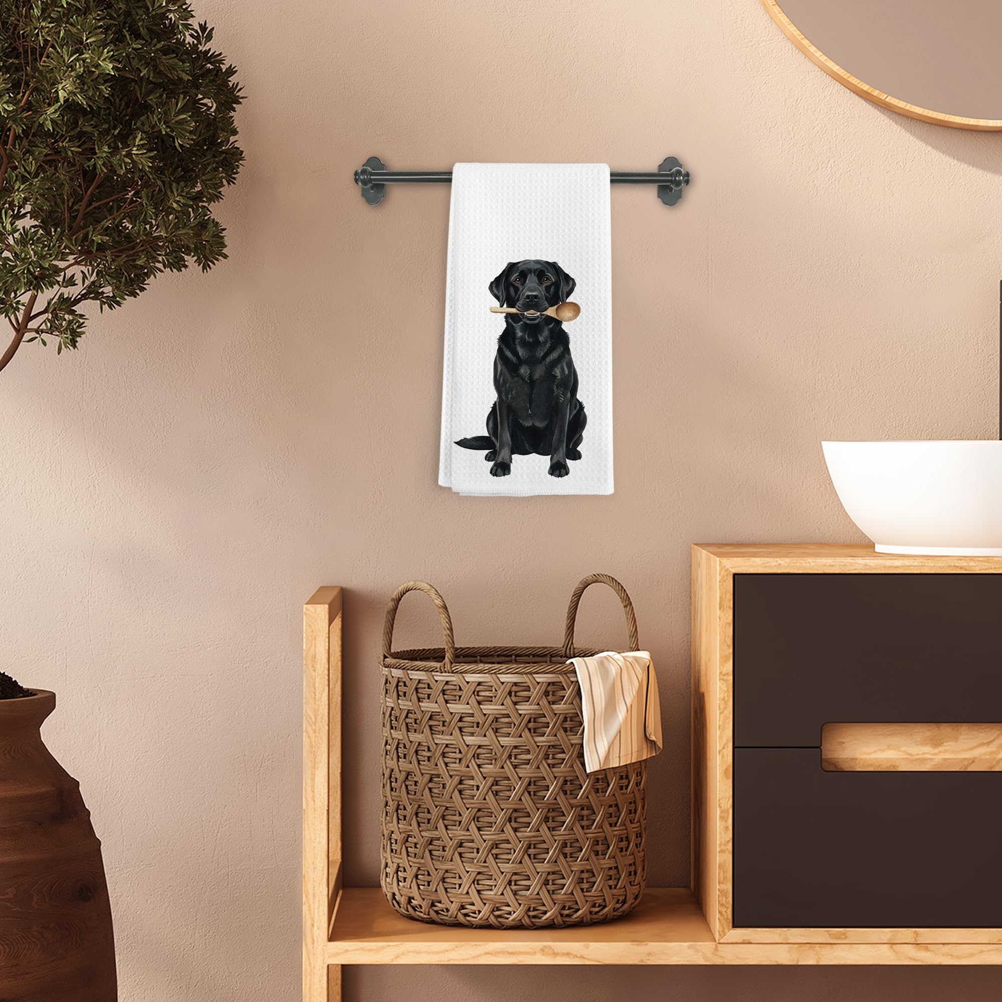 Funny Black Labrador Retriever Gifts Kitchen Towels, Black Lab Dog Lovers Gifts Hand Towels, Labrador Retriever Dish Tea Towel for Kitchen Decorations Decor, 16x24 Inch