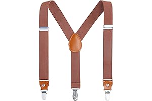 Boys Adjustable & Durable Brown Elastic Suspenders