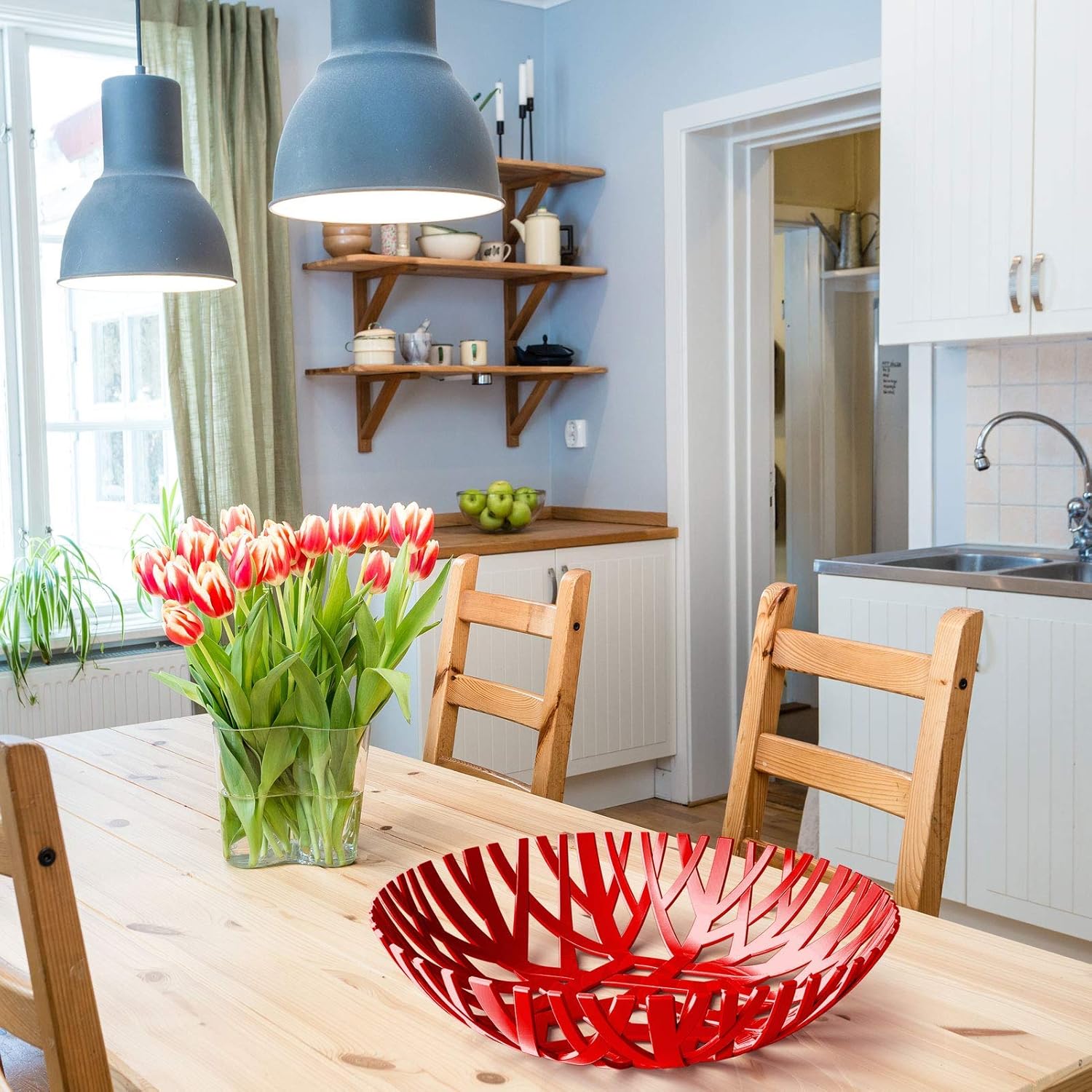 Mueller Fruit Basket, Decorative Fruit Bowl, Fruit and Vegetables Holder for Counters, Kitchen, Countertop, Home Decor, European Made, Red : Home & Kitchen